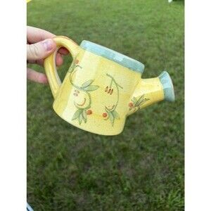 Ceramic Decorative Watering Can, Hand-Painted Floral Mug Vintage